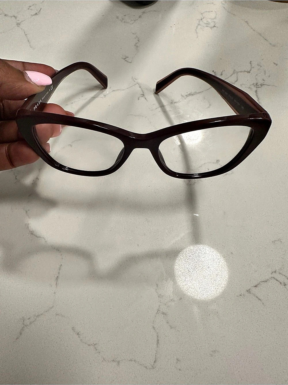 Prada VPR 10V Eyeglasses Brown Cat-Eye Glasses